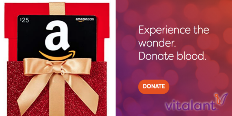 Receive $25 Amazon Card for Donating Blood Today!