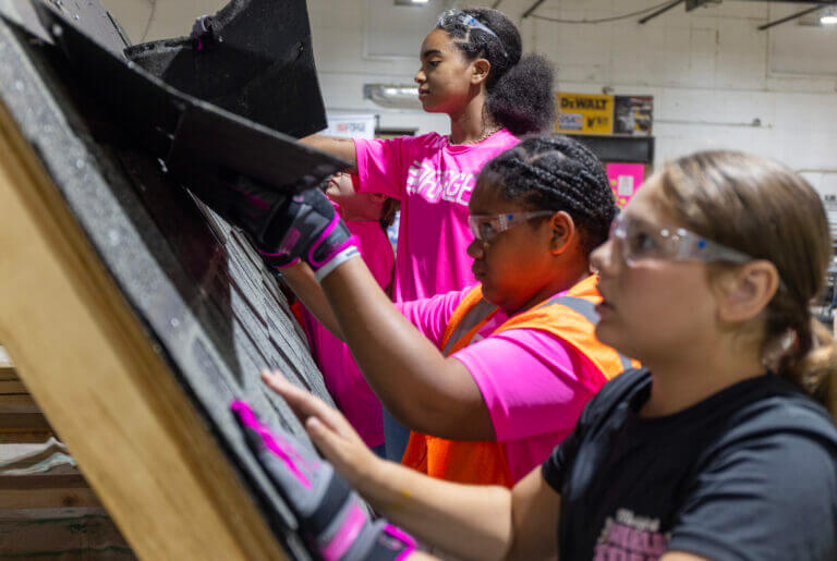 Girls learn construction skills at summer camp