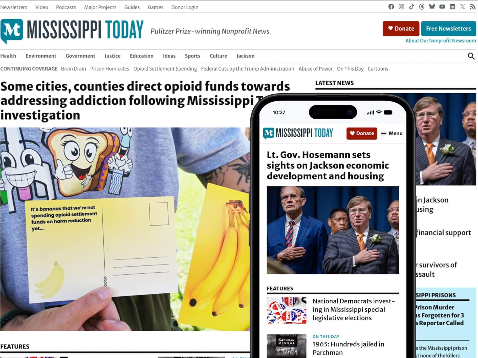 screenshot of mississippi today homepage